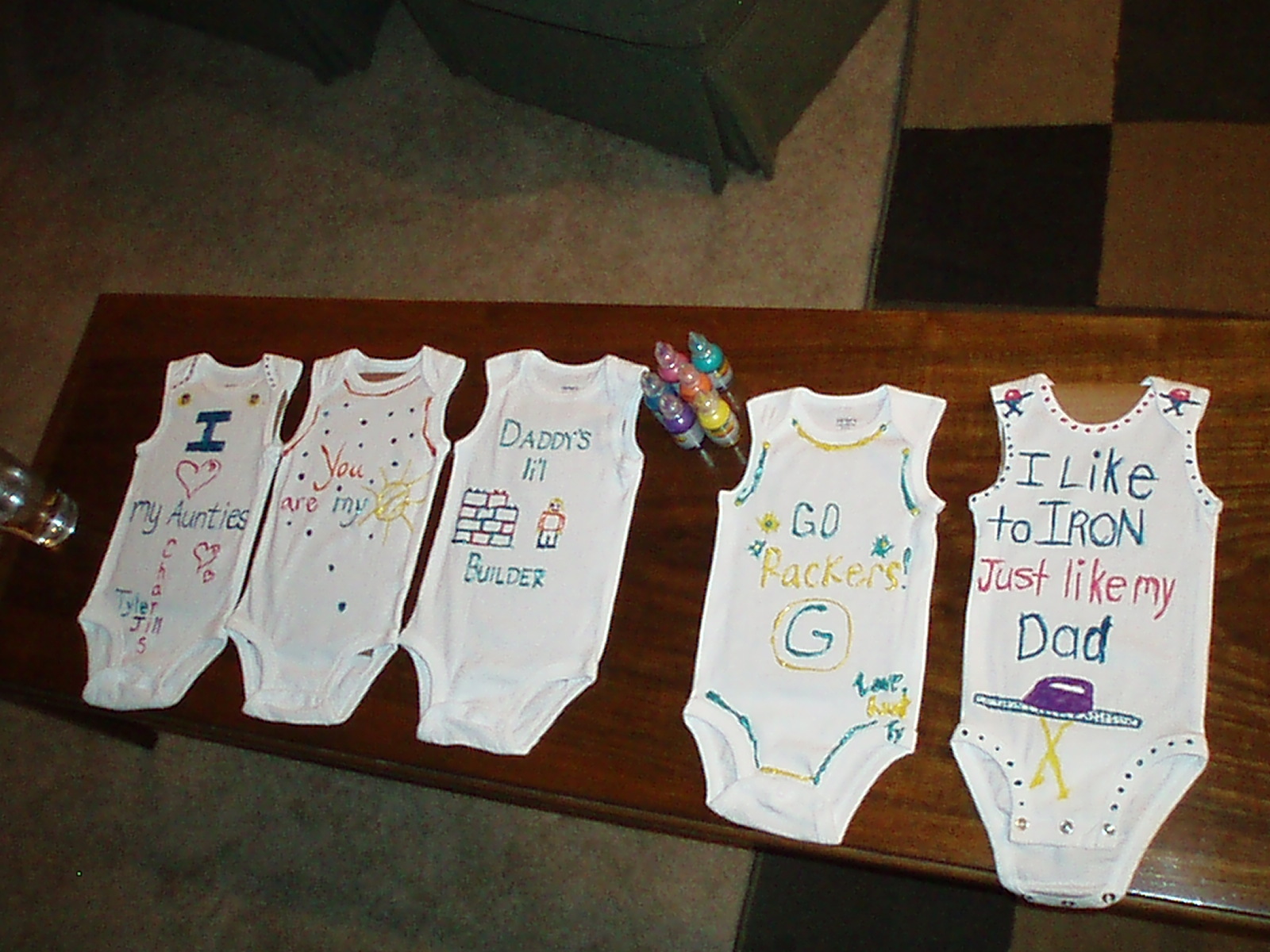 26 New baby shower game decorate onesie 142   did you ever use the decorated onesies from your shower?   BabyCenter 